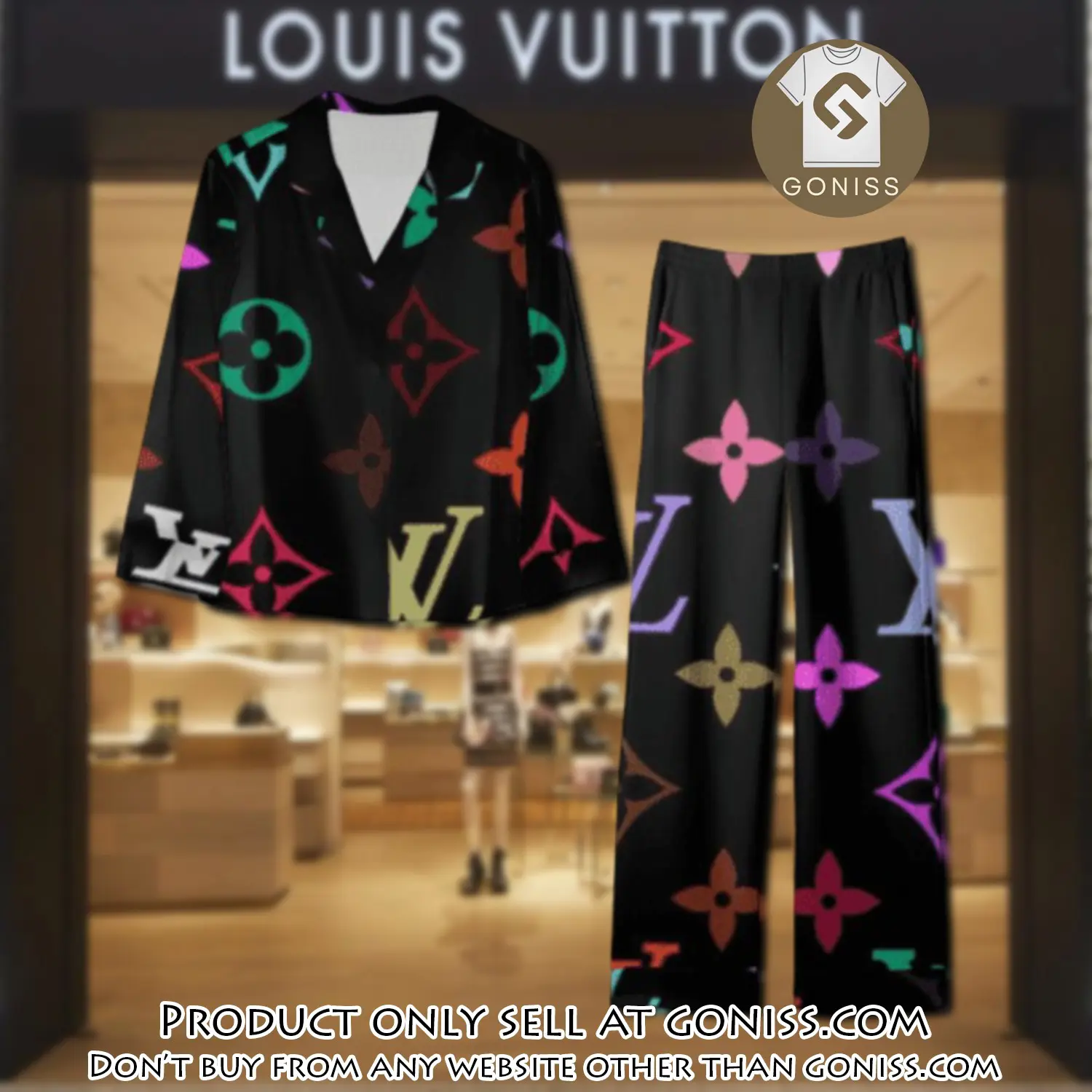 Trending luxury lv satin pajama set pjs1099 gn1210052